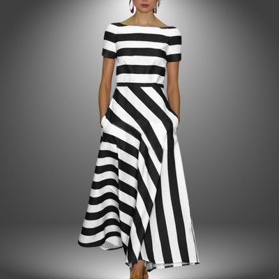 Sandra – Handgefertigtes Maxikleid mit Streifen
