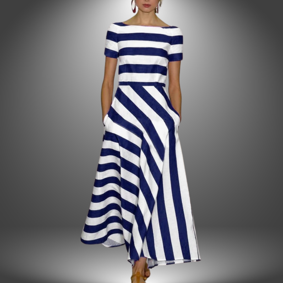 Sandra – Handgefertigtes Maxikleid mit Streifen