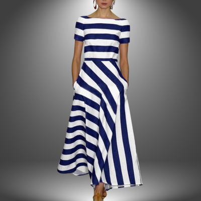 Sandra – Handgefertigtes Maxikleid mit Streifen