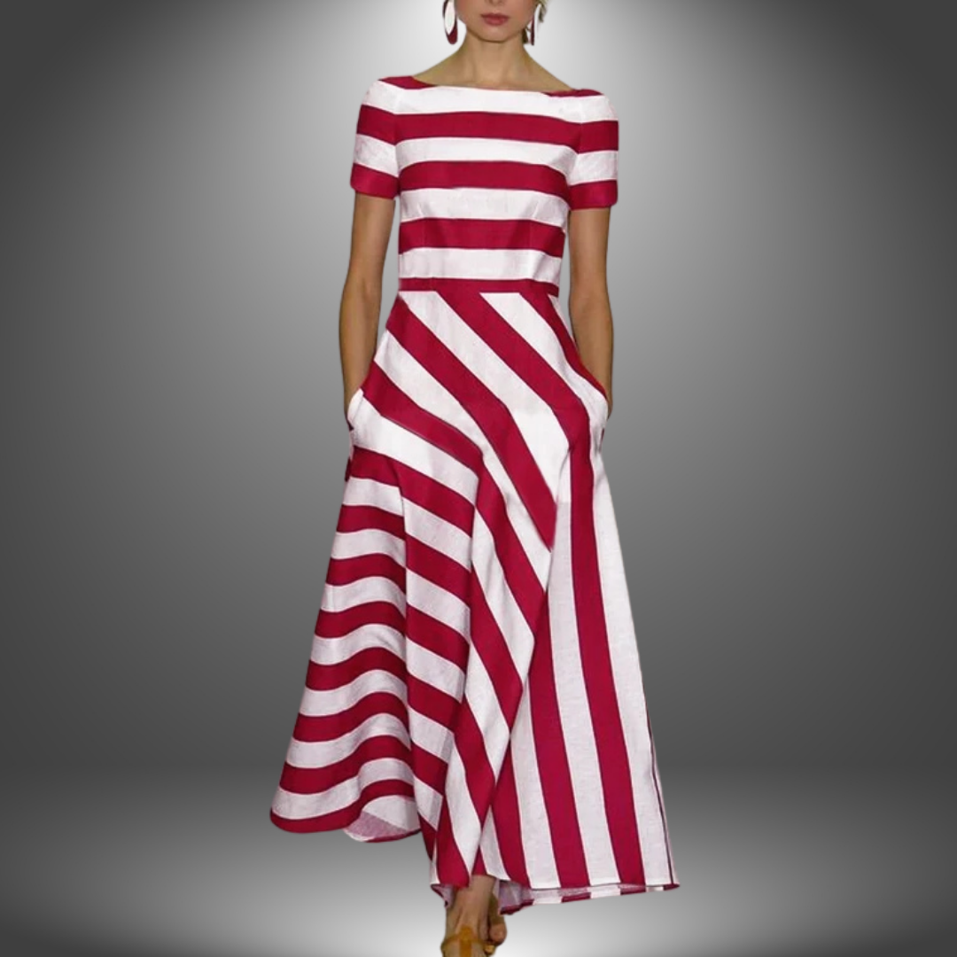 Sandra – Handgefertigtes Maxikleid mit Streifen