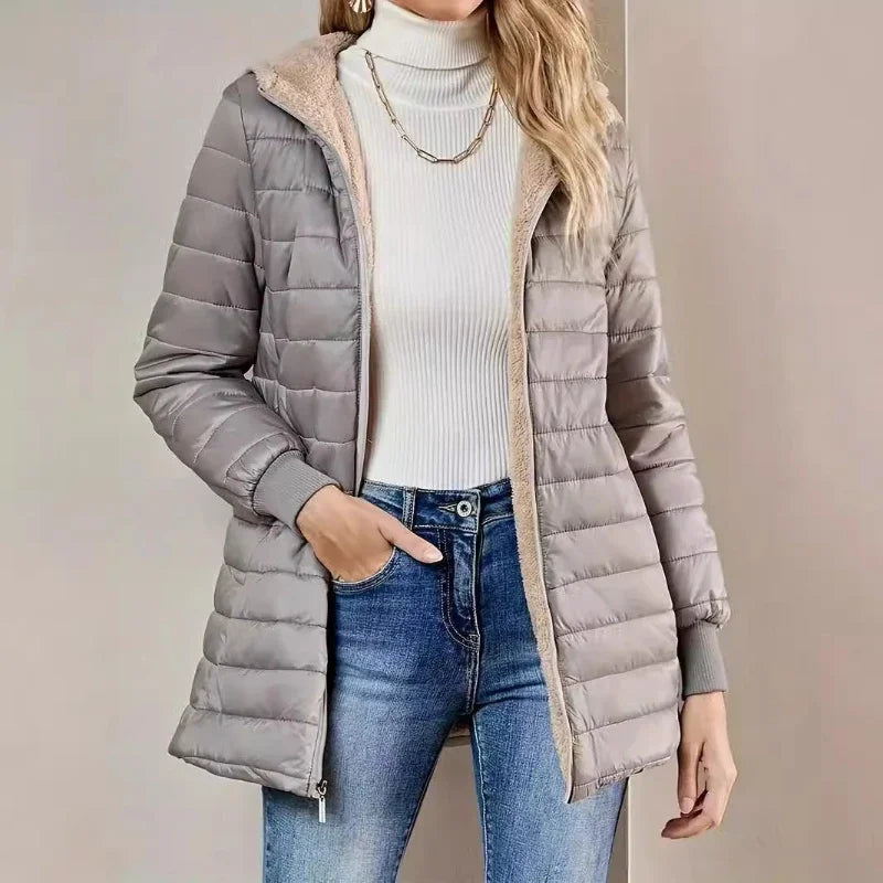 LuxeWarm - Damen Lange Steppjacke