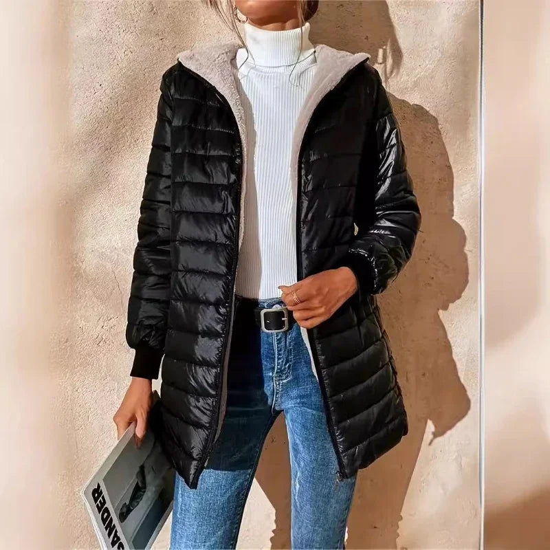 LuxeWarm - Damen Lange Steppjacke