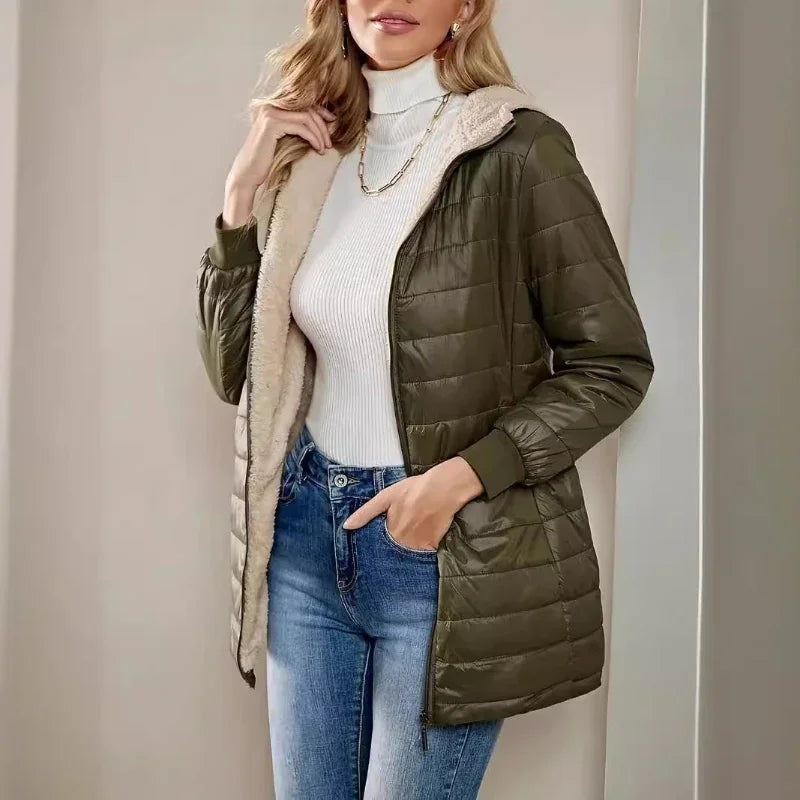 LuxeWarm - Damen Lange Steppjacke