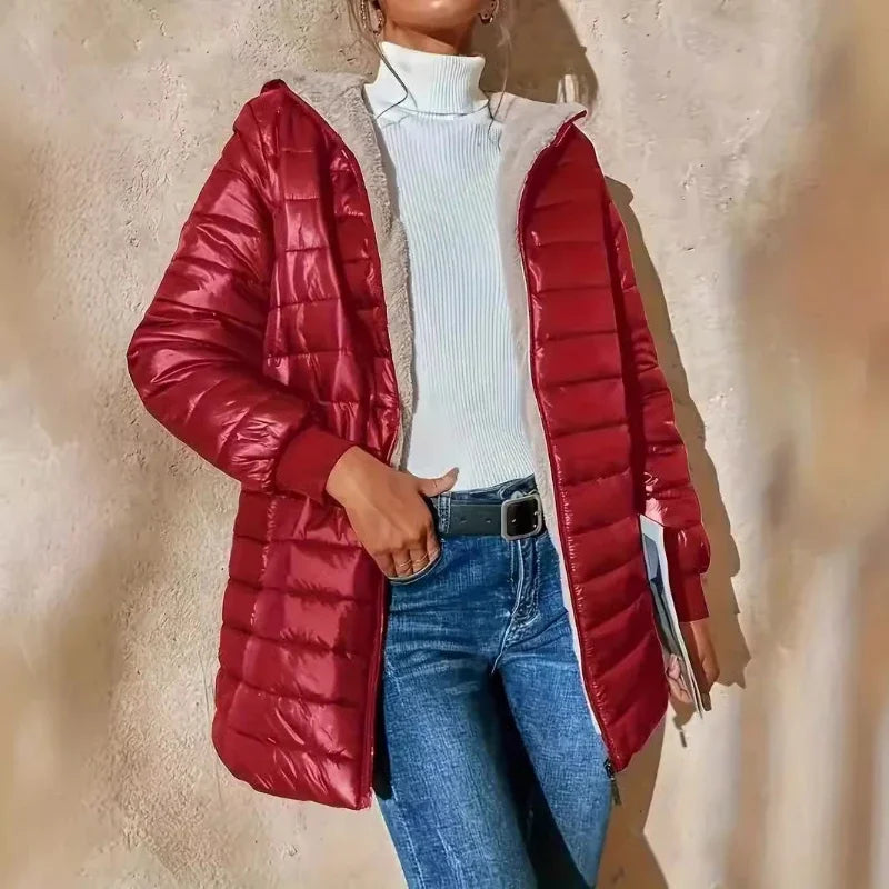 LuxeWarm - Damen Lange Steppjacke
